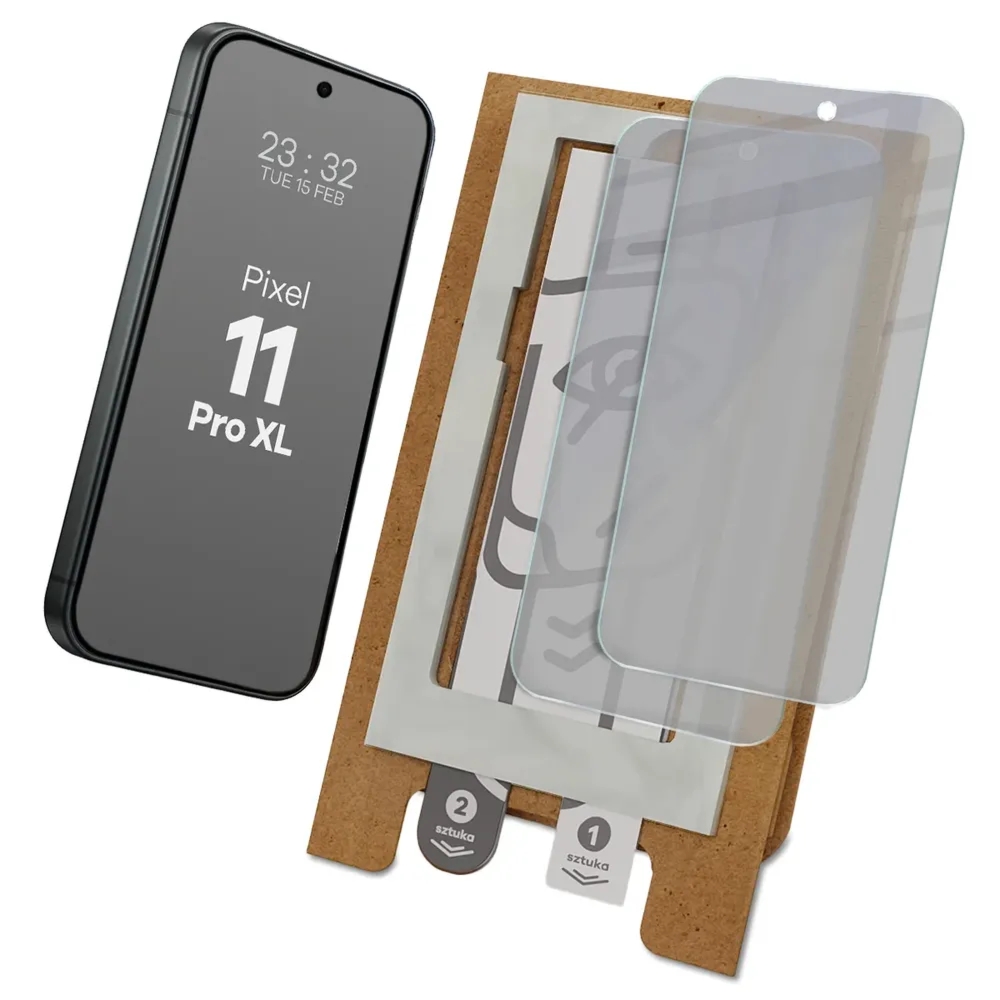 2x Prywatyzujące szklo hybrydowe z eko aplikatorem Bizon Eplikator Hybrid Shadow do Google Pixel 11 Pro XL