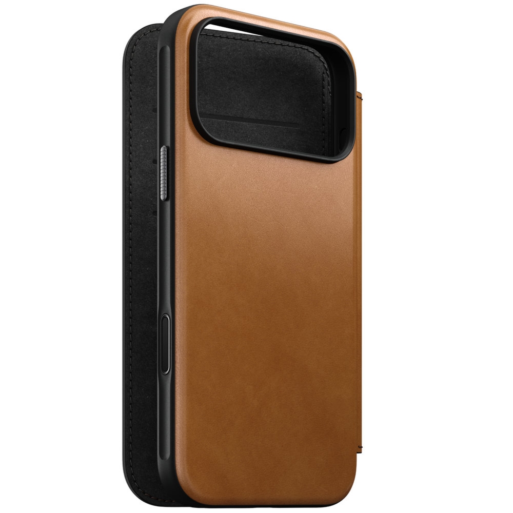 Etui z klapką Nomad Modern Leather Folio do MagSafe, do iPhone 18 Pro Max / 17 Pro Max, jasnobrązowe