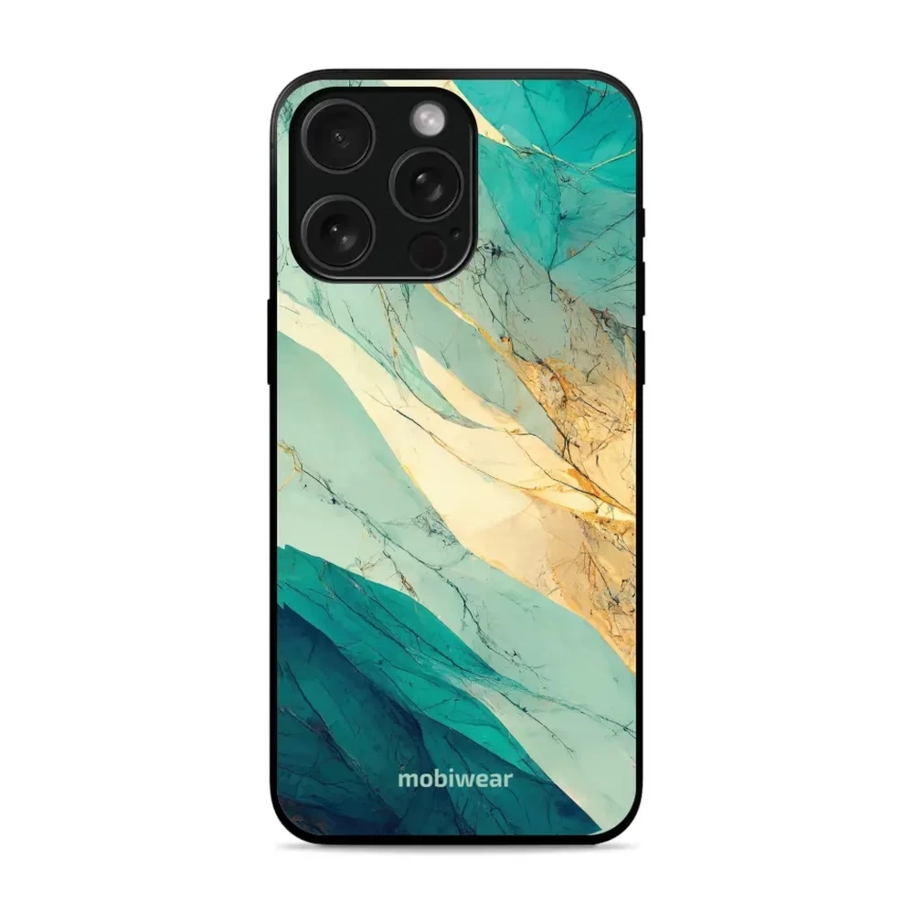 Etui ochronne do iPhone 15 Pro, Mobiwear Glossy Case, turkusowy marmur