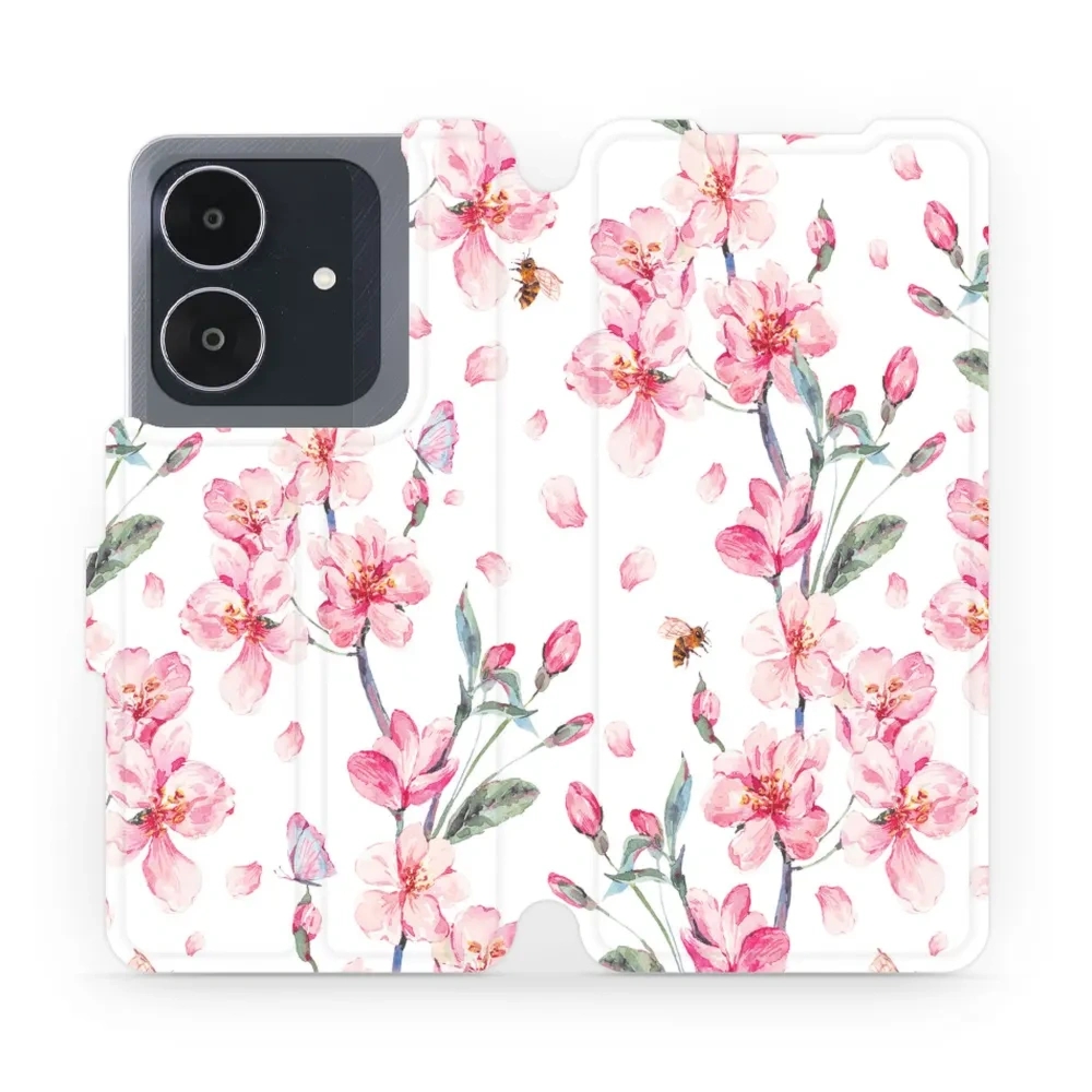 Etui z klapką do Realme Note 60, Mobiwear Book, różowa wiosna
