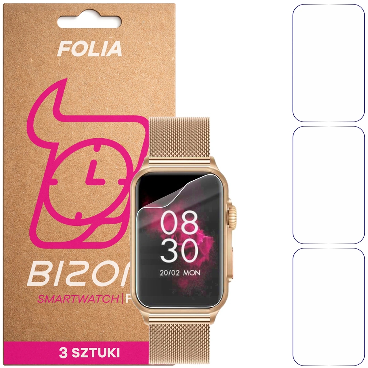 Folia ochronna na ekran zegarka Bizon Watch Film HydroFlex do Vess GE-50, 3 sztuki