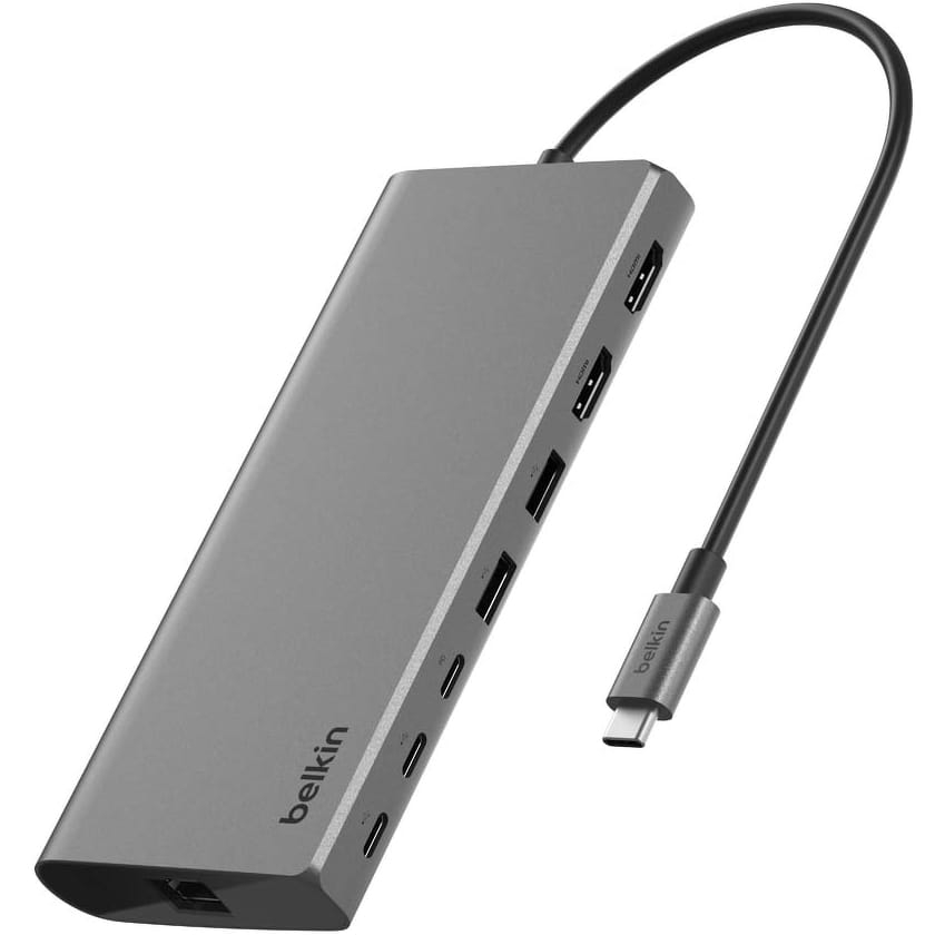 Image of Stacja, hub Belkin Connect USB-C 8-in-1 Dual Display Core 10Gb/s 100W, srebrna