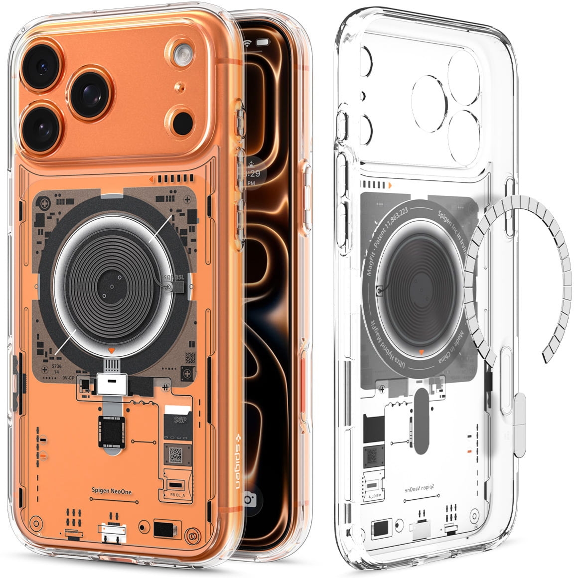 Etui Spigen Ultra Hybrid Mag do MagSafe do iPhone 17 Pro Max, przezroczysto-wzorzyste (Neo One)