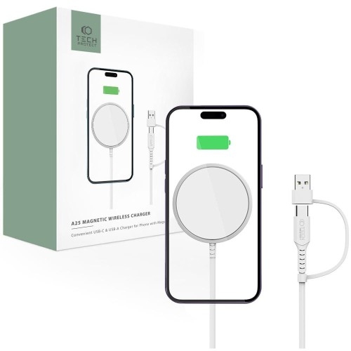 Image of Ładowarka indukcyjna Tech Protect Magnetic MagSafe Wireless Charger dla iPhone z MagSafe, biała