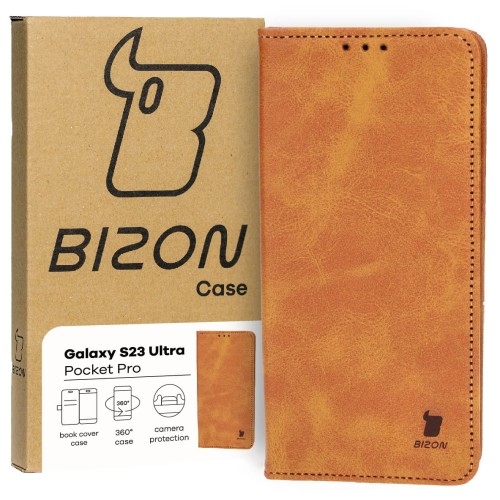 Image of Etui Bizon Case Pocket Pro do Samsung Galaxy S23 Ultra, brązowe