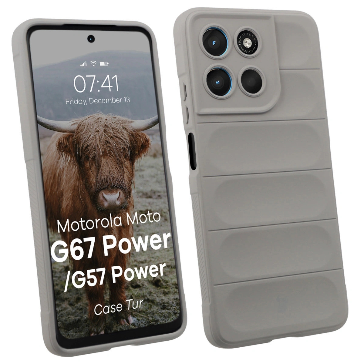 Pancerne etui Bizon Case Tur do Motorola Moto G57 Power / G67 Power, jasnoszare