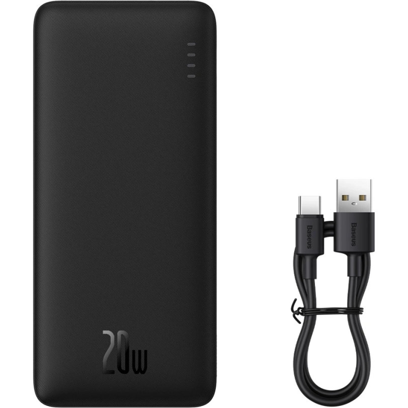 Powerbank Baseus Airpow Fast Charge, 30 000mAh, 20W, USB-A, USB-C z kablem USB-A/USB-C, czarny
