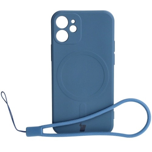 Image of Etui Bizon Case Silicone MagSafe Sq do Apple iPhone 12 Mini, granatowe