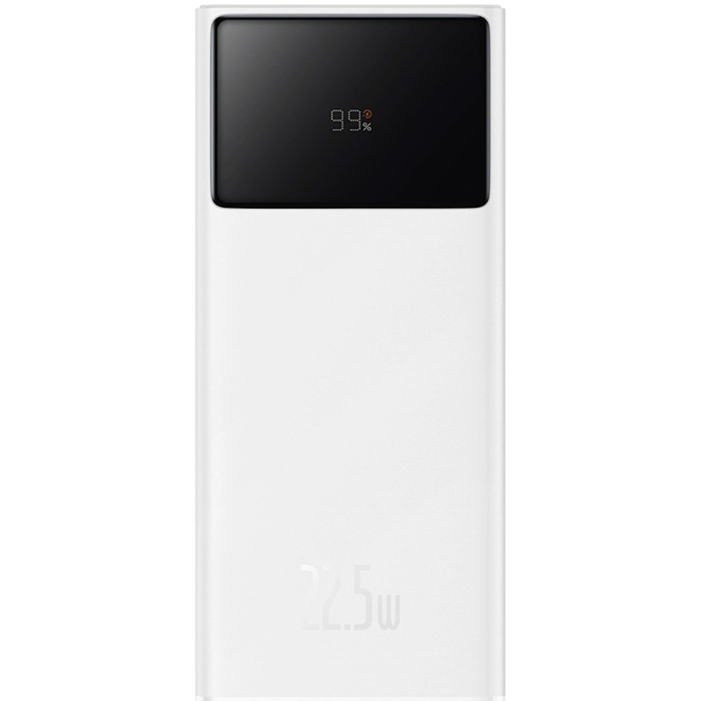 Powerbank z wyświetlaczem Baseus Star-Lord, 20000mAh, 22,5W, USB-A, USB-C, microUSB + kabel USB-A/USB-C, biały