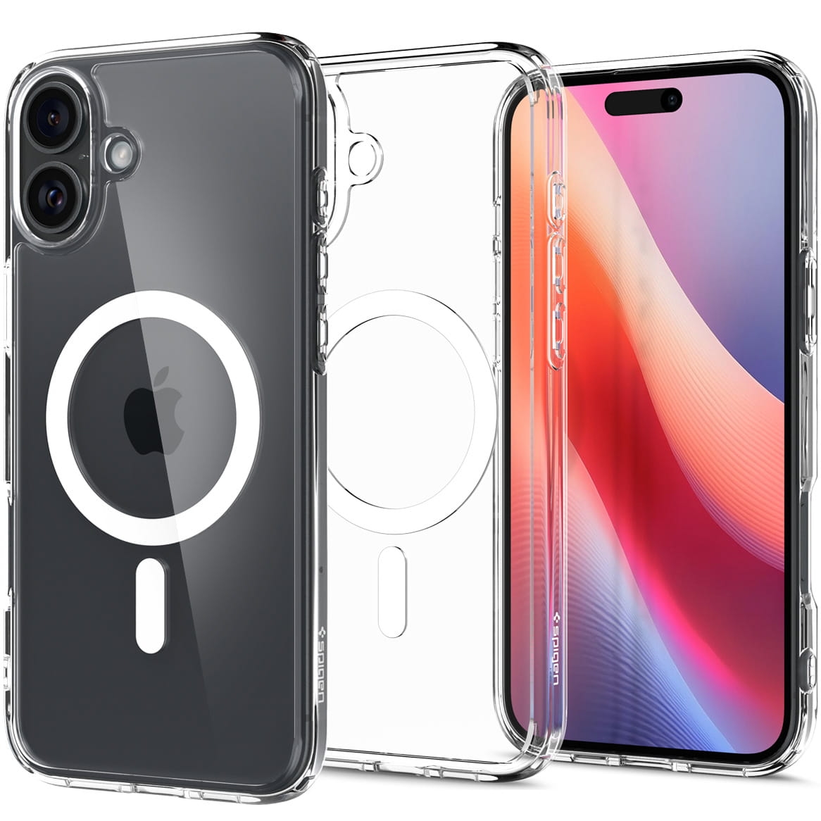 Image of Etui Spigen Ultra Hybrid Mag do MagSafe do iPhone 16 Plus, przezroczysto-białe