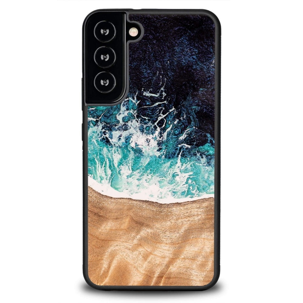 Drewniane etui do Galaxy S22 Plus, Bewood Unique Dream Island, niebiesko-brązowe