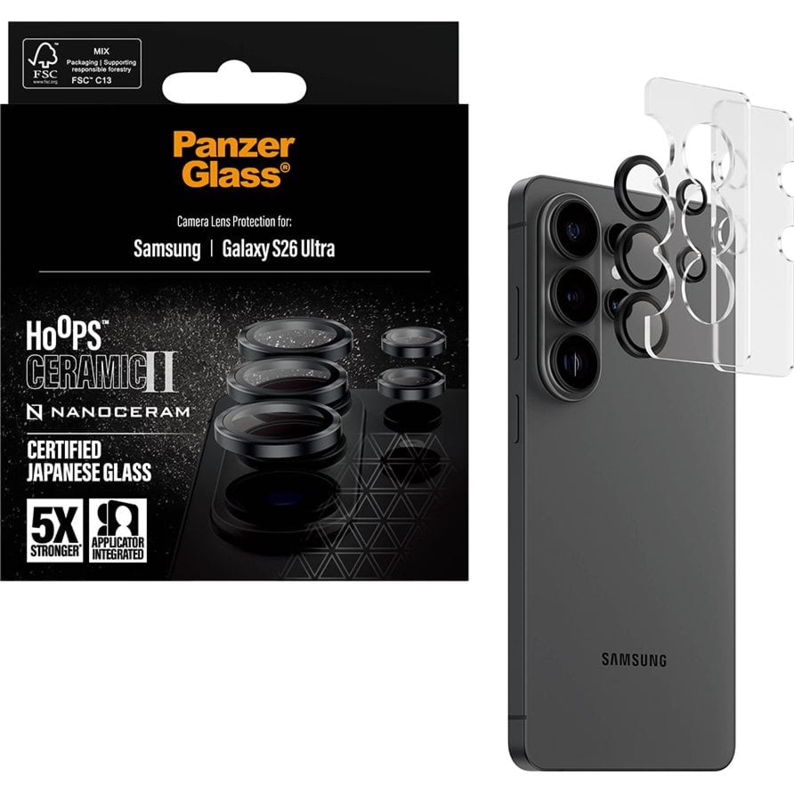 OUTLET: Szkło ceramiczne na aparat z aplikatorem PanzerGlass Hoops Ceramic II do Galaxy S26 Ultra