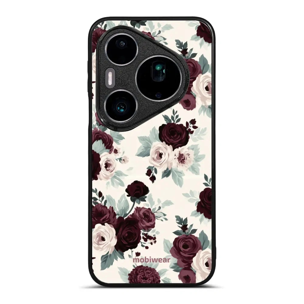 Etui ochronne do Huawei Pura 90s Pro Max, Mobiwear Glossy Case, róże z szałwią na kremie
