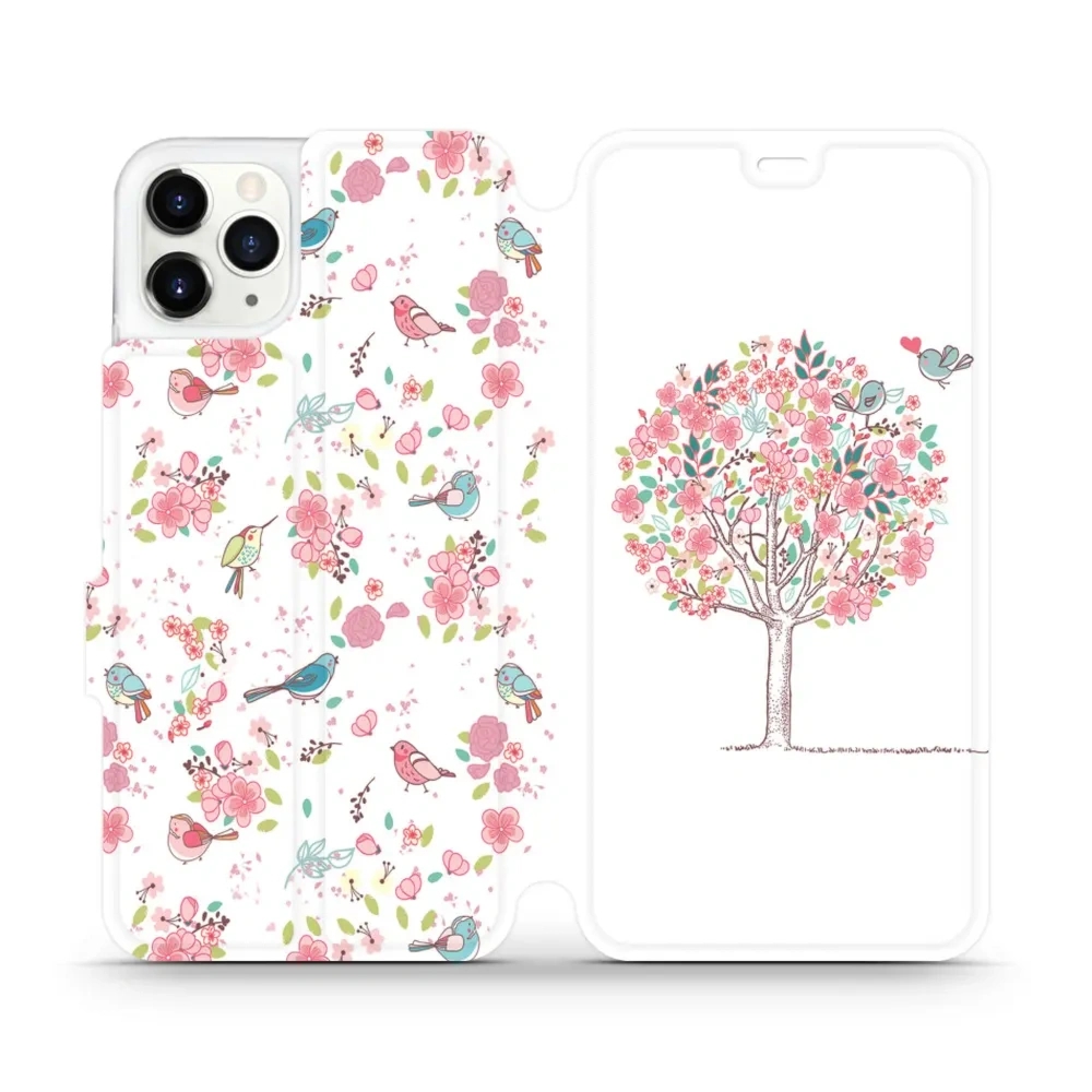 Etui z klapką do iPhone 11 Pro Max, Mobiwear Book, różowy gaj
