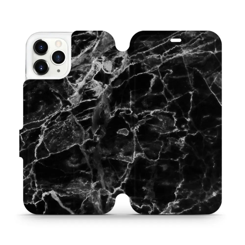 Etui z klapką do iPhone 11 Pro, Mobiwear Book, czarny marmur