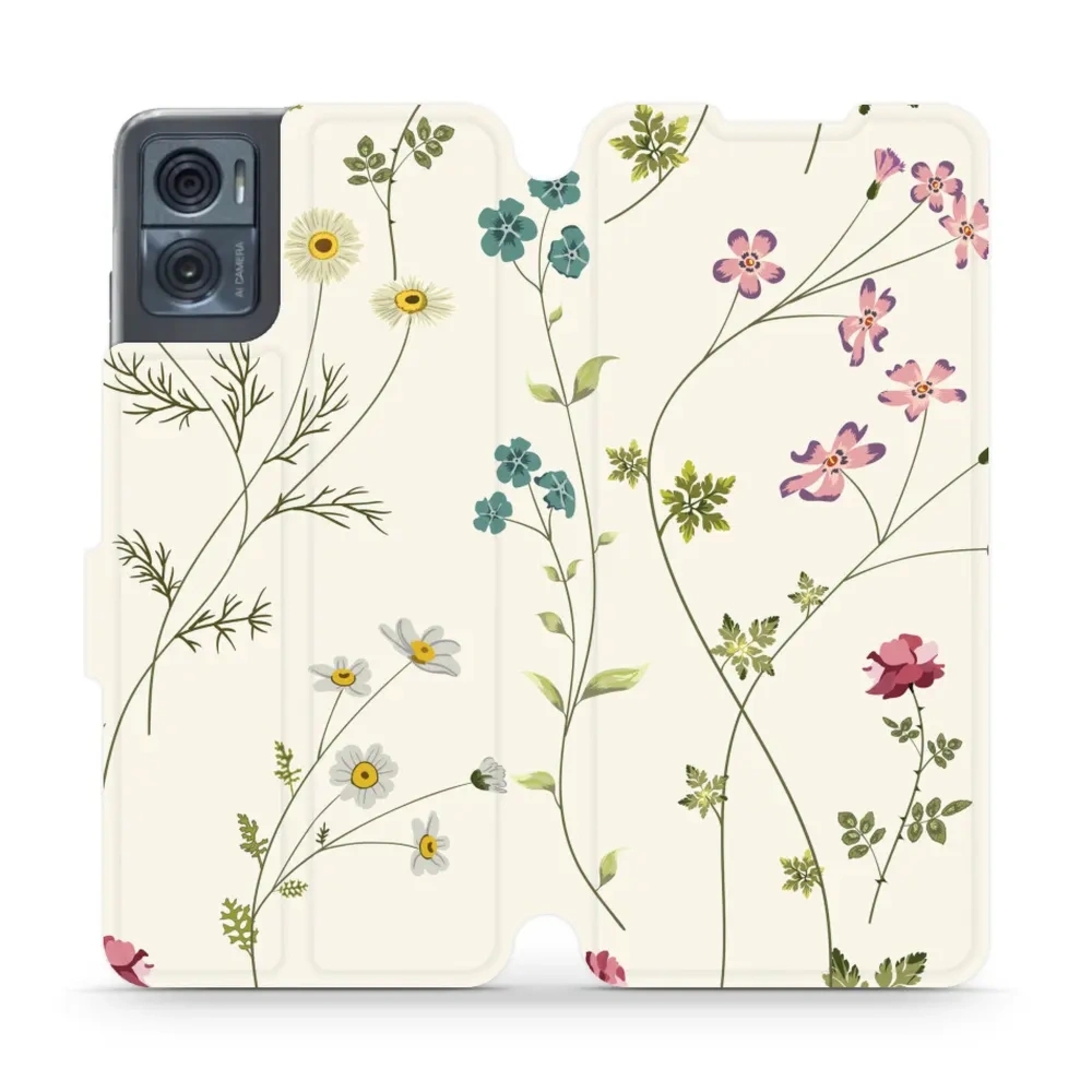 Etui z klapką do Motorola Moto E22i, Mobiwear Book, polne kwiaty