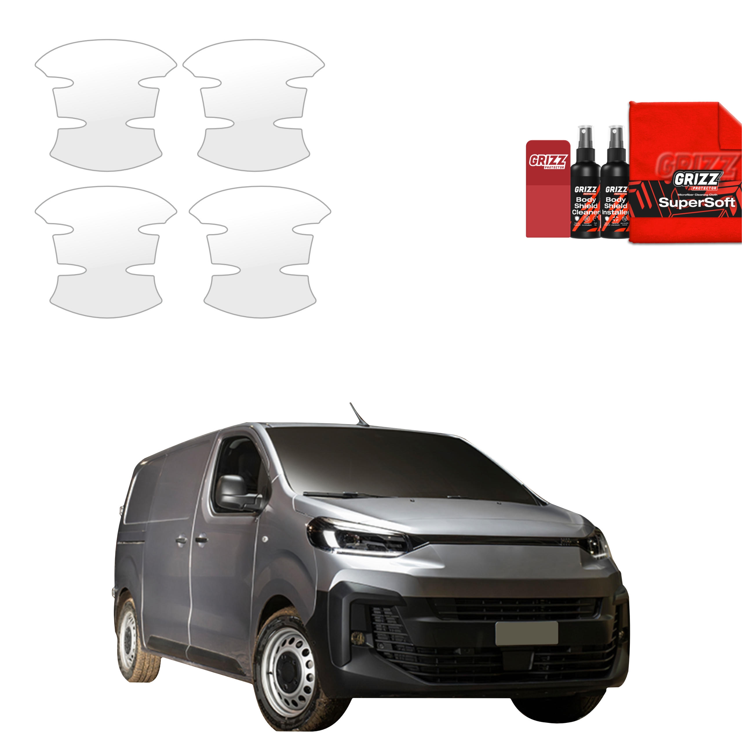 4w1 Bezbarwna folia ochronna Grizz Protector pod klamki Fiat Scudo (2024-2026)