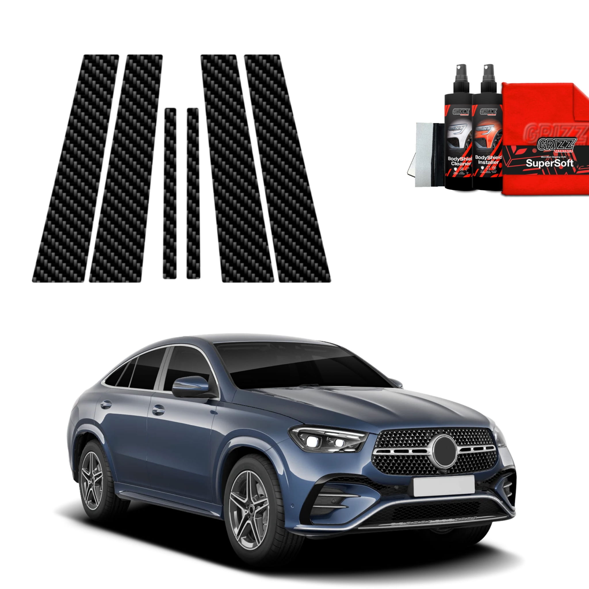 6w1 Folia karbonowa Grizz Protector na słupki do Mercedes GLE 450d (2023-2026)