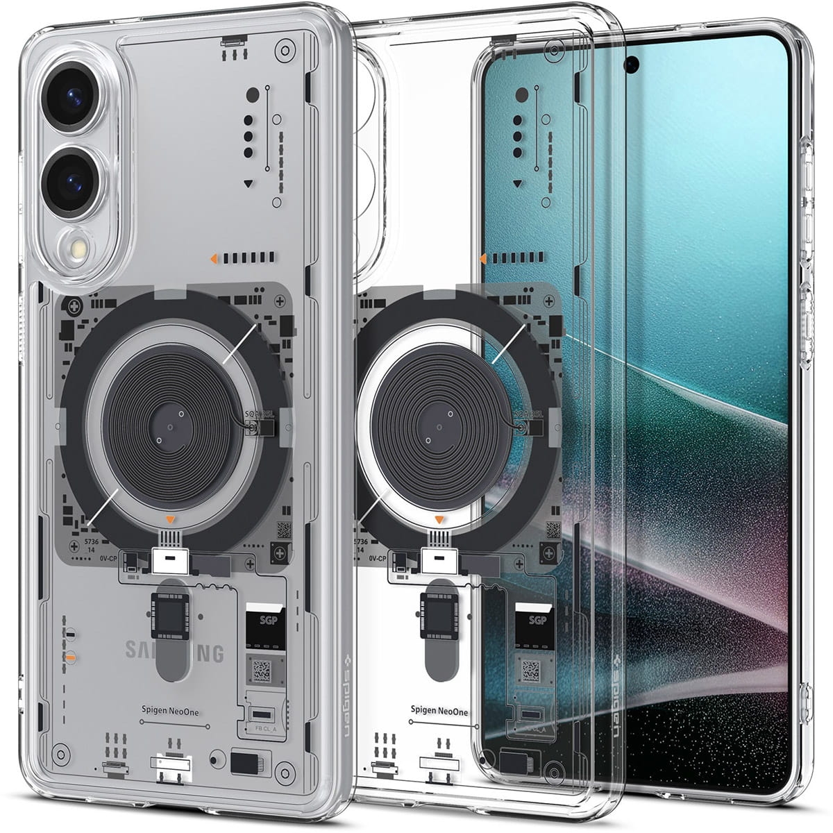 Image of Etui Spigen Ultra Hybrid Mag do MagSafe do Galaxy S25 Edge, przezroczysto-wzorzyste (Neo One)