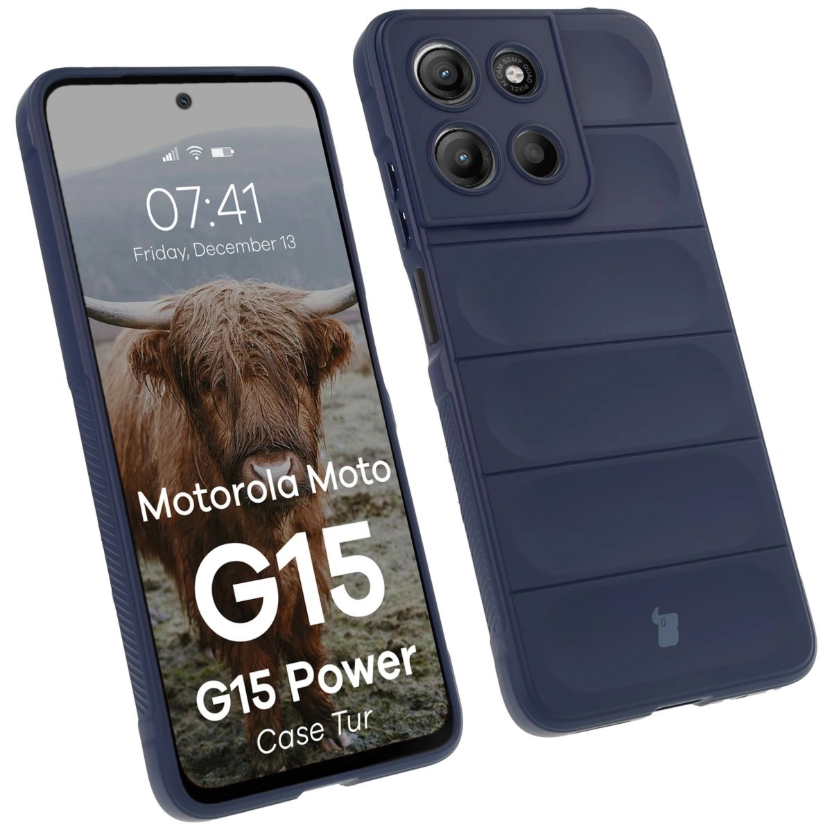 Pancerne etui Bizon Case Tur do Motorola Moto G17 / G17 Power / G15 / G15 Power, granatowe