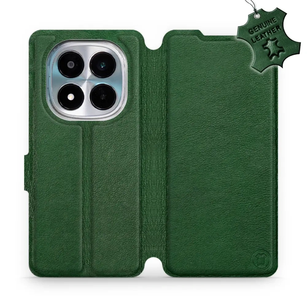 Etui z naturalnej skóry do Xiaomi POCO M8 Pro 5G, Mobiwear Leather, zielone