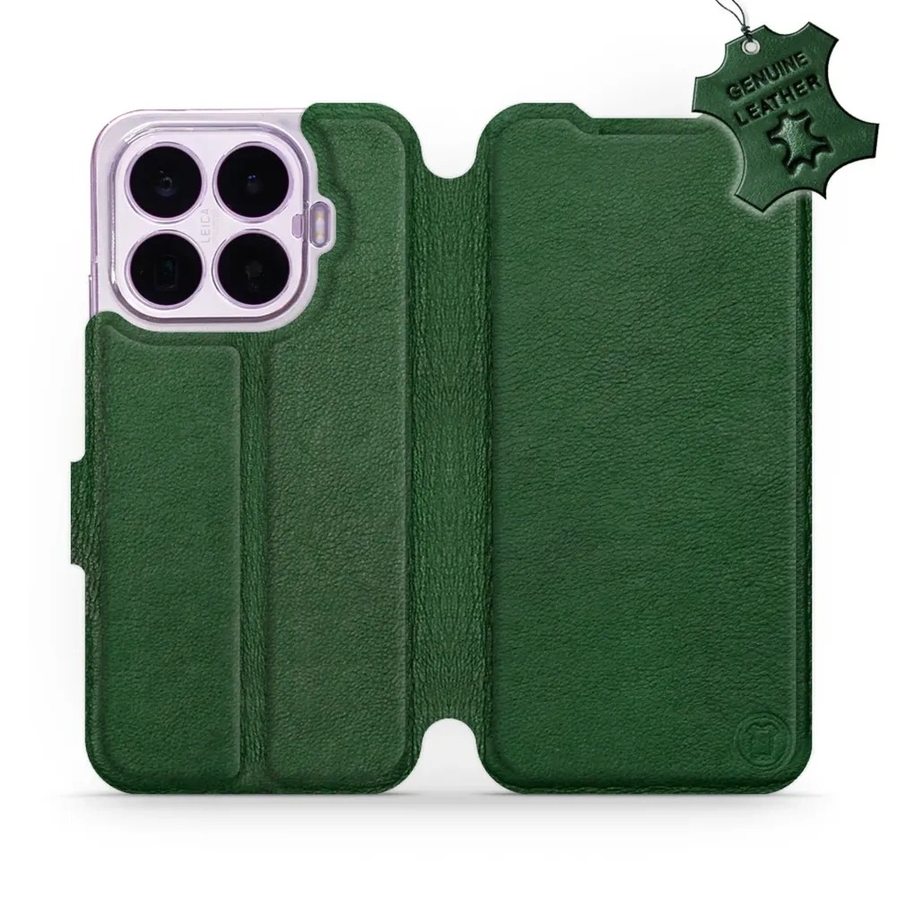 Etui z naturalnej skóry do Xiaomi 17T Pro, Mobiwear Leather, zielone
