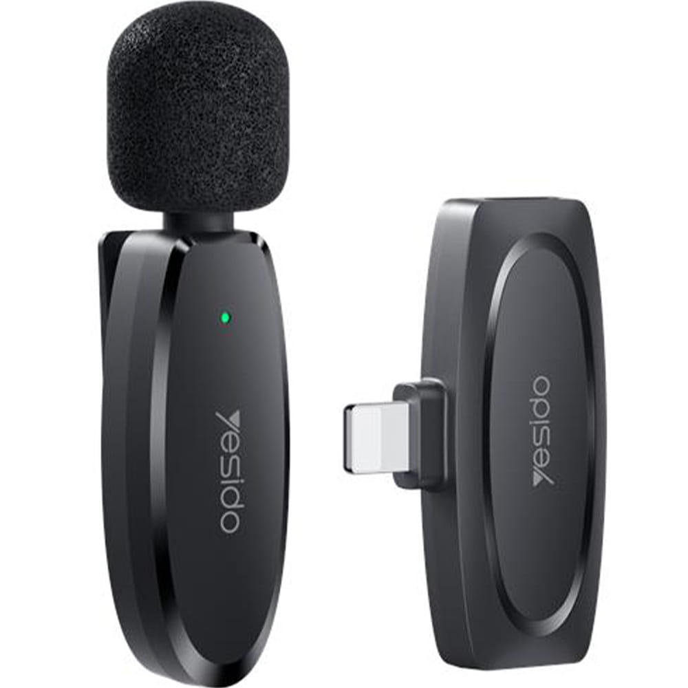 Image of OUTLET: Bezprzewodowy mikrofon na klipsie Yesido Lavalier Mic, Lightning, 2,4GHz, czarny