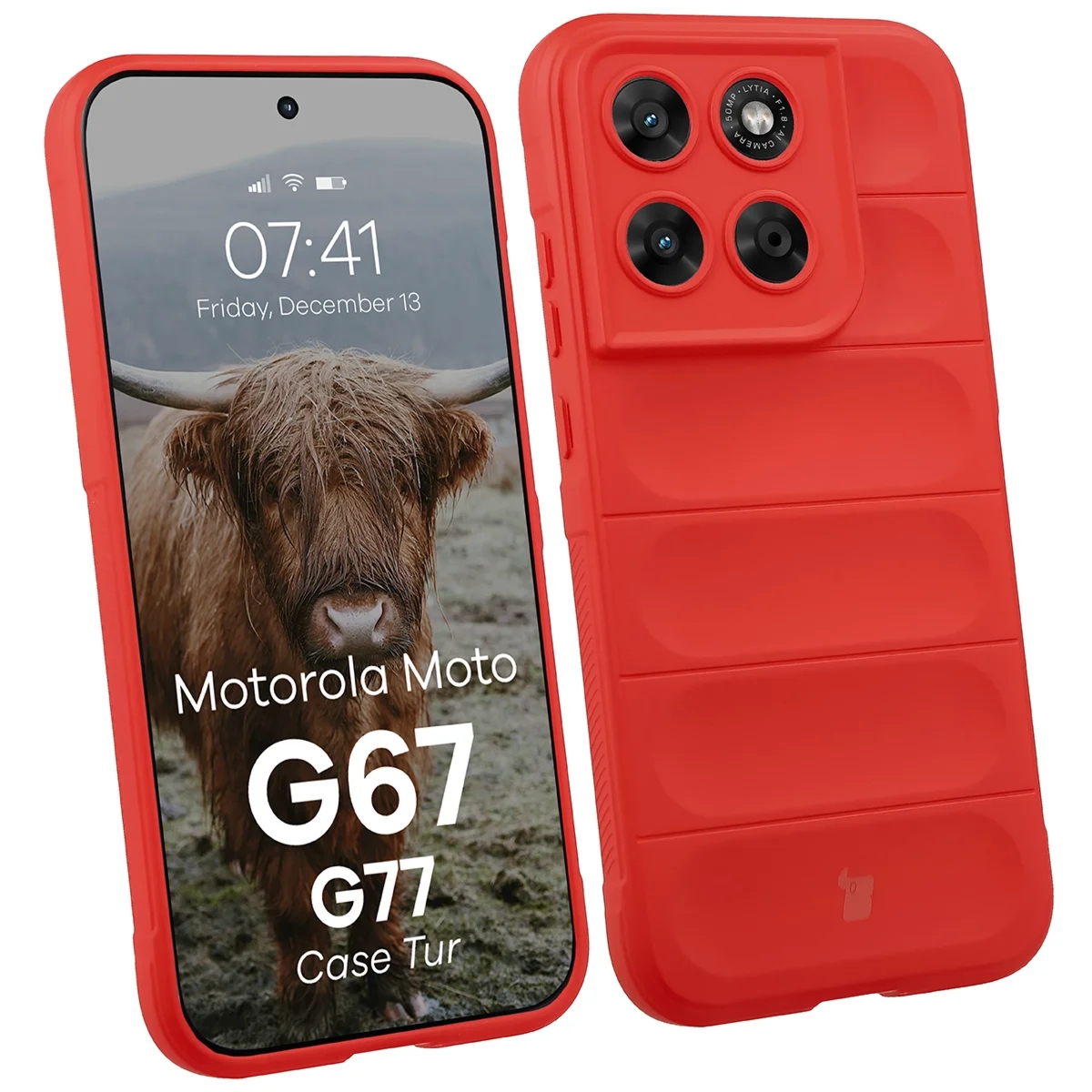 Pancerne etui Bizon Case Tur do Motorola Moto G87 5G / G77 5G / G67 5G, czerwone