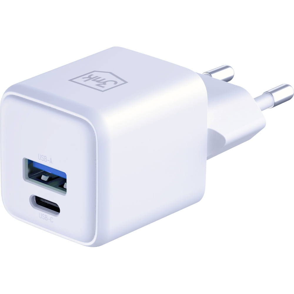 Image of Ładowarka sieciowa 3mk Hyper GaN Charger 20W, 1x USB-A QC 4+, 1x USB-C PD, biała