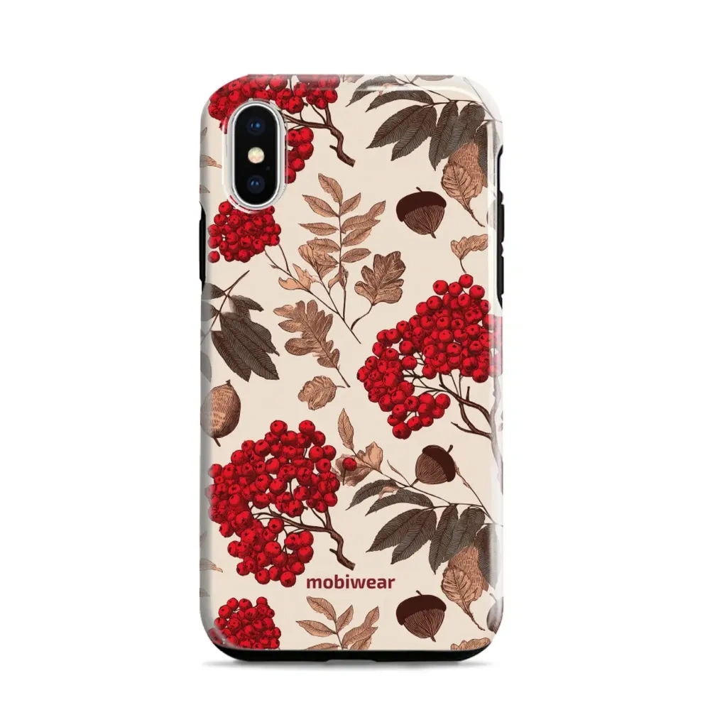 Etui ochronne do iPhone X, Mobiwear Elite Pro, jarzębina na ecru