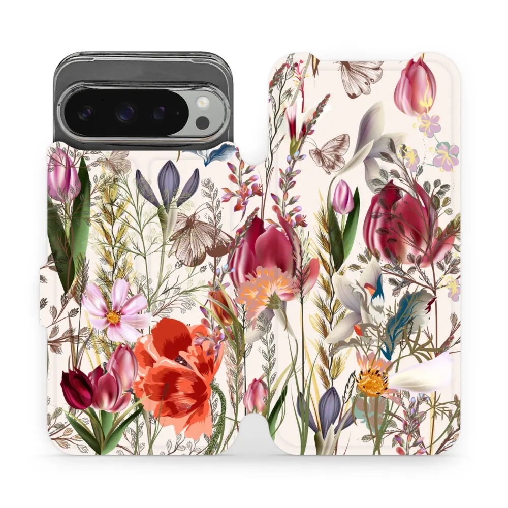 Etui z klapką do Google Pixel 9 Pro XL, Mobiwear Book, bukiet kwiatów