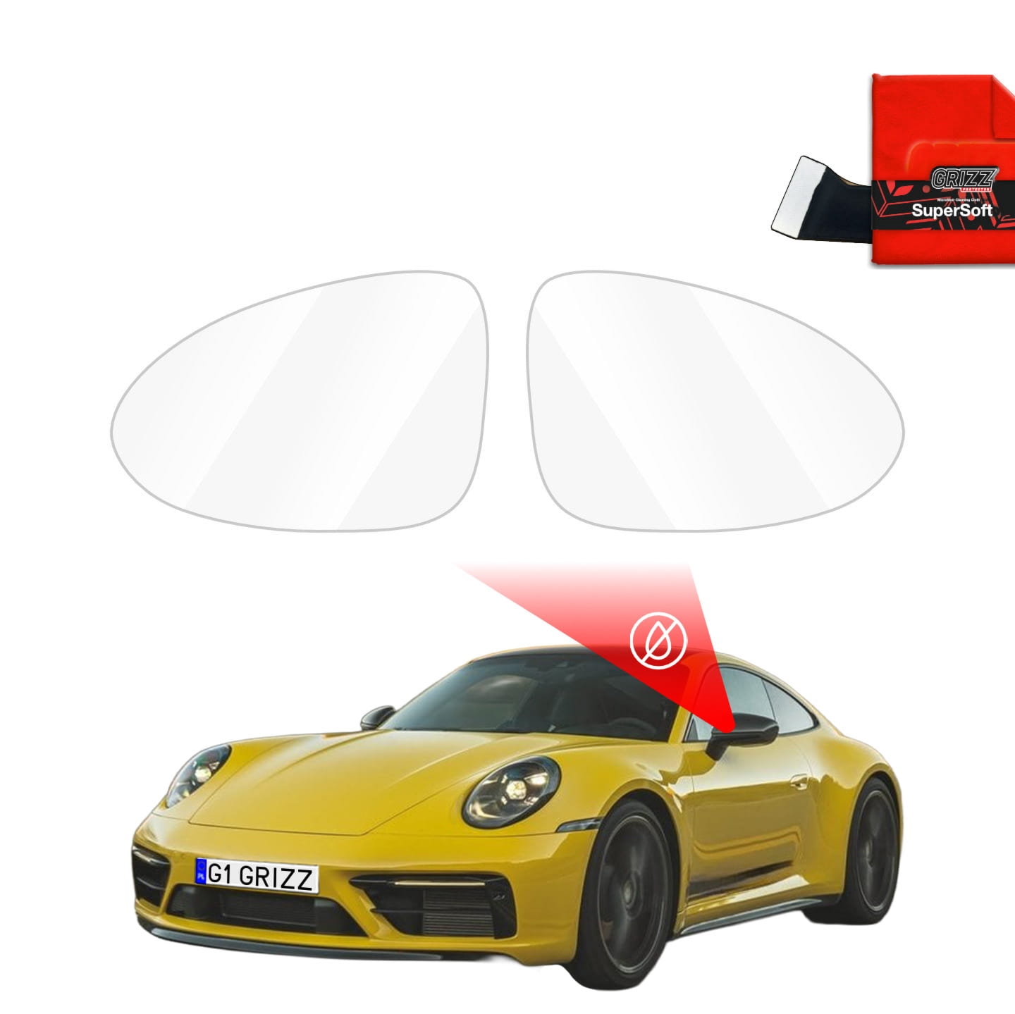 Folia przeciwdeszczowa Grizz Protector na lusterka do Porsche 911 992 (2024-2026)