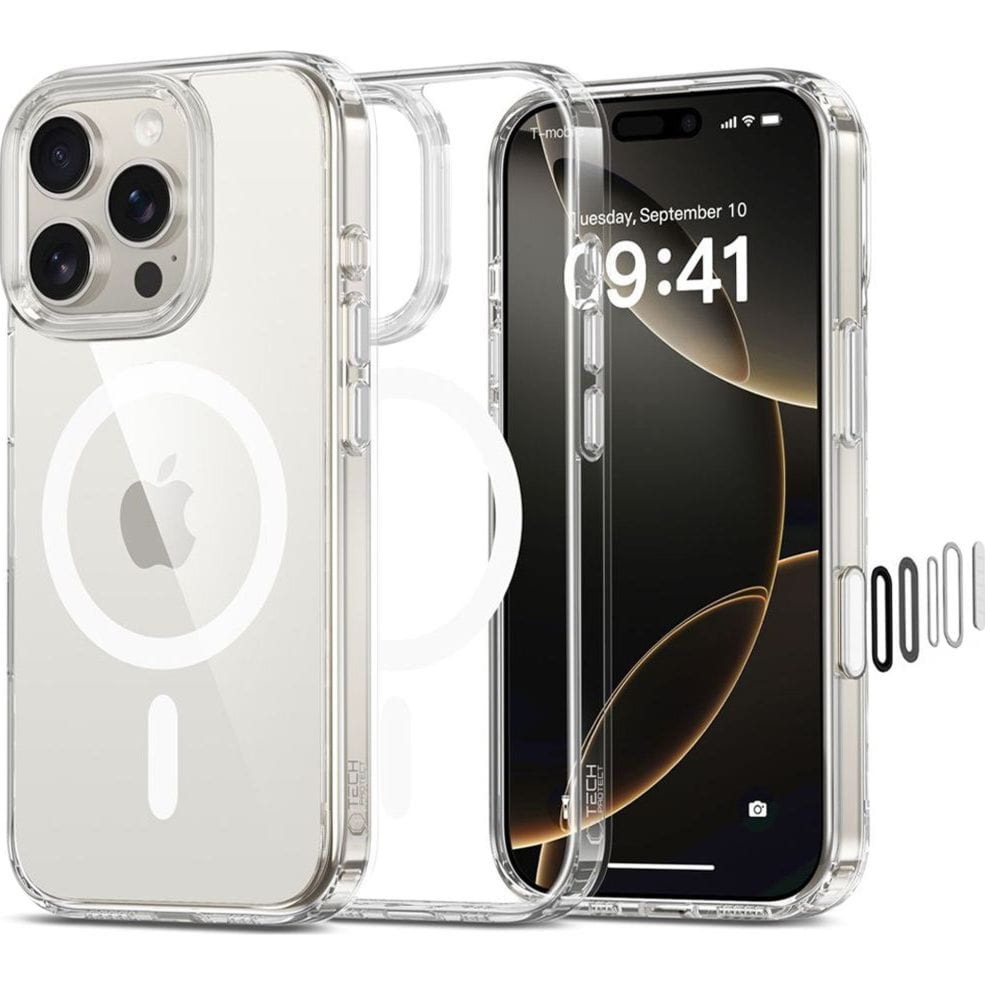 Etui Tech-Protect Flexair Hybrid CC do MagSafe do iPhone 16 Pro Max, przezroczyste