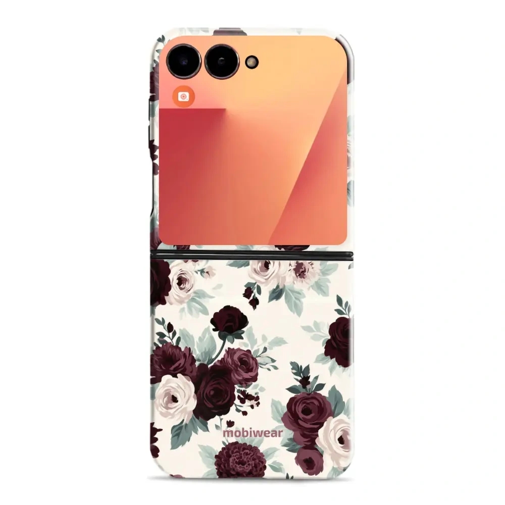 Etui ochronne do Galaxy Z Flip7, Mobiwear Elite Pro, róże z szałwią na kremie