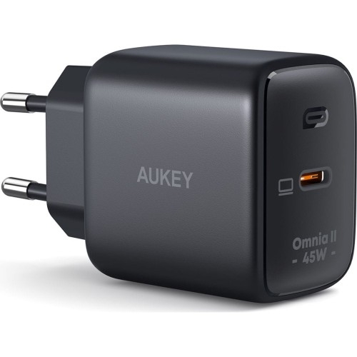 Image of Ładowarka sieciowa Aukey Omnia II Mini 45W, USB-C, PD, czarna