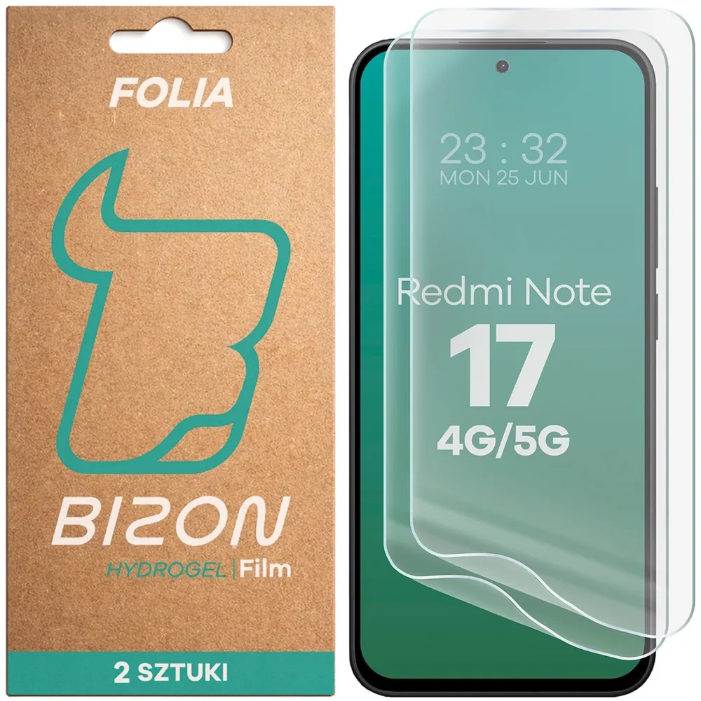 Folia hydrożelowa na ekran Bizon Film Hydrogel Front Duo do Xiaomi Redmi Note 17 4G/5G, 2 sztuki