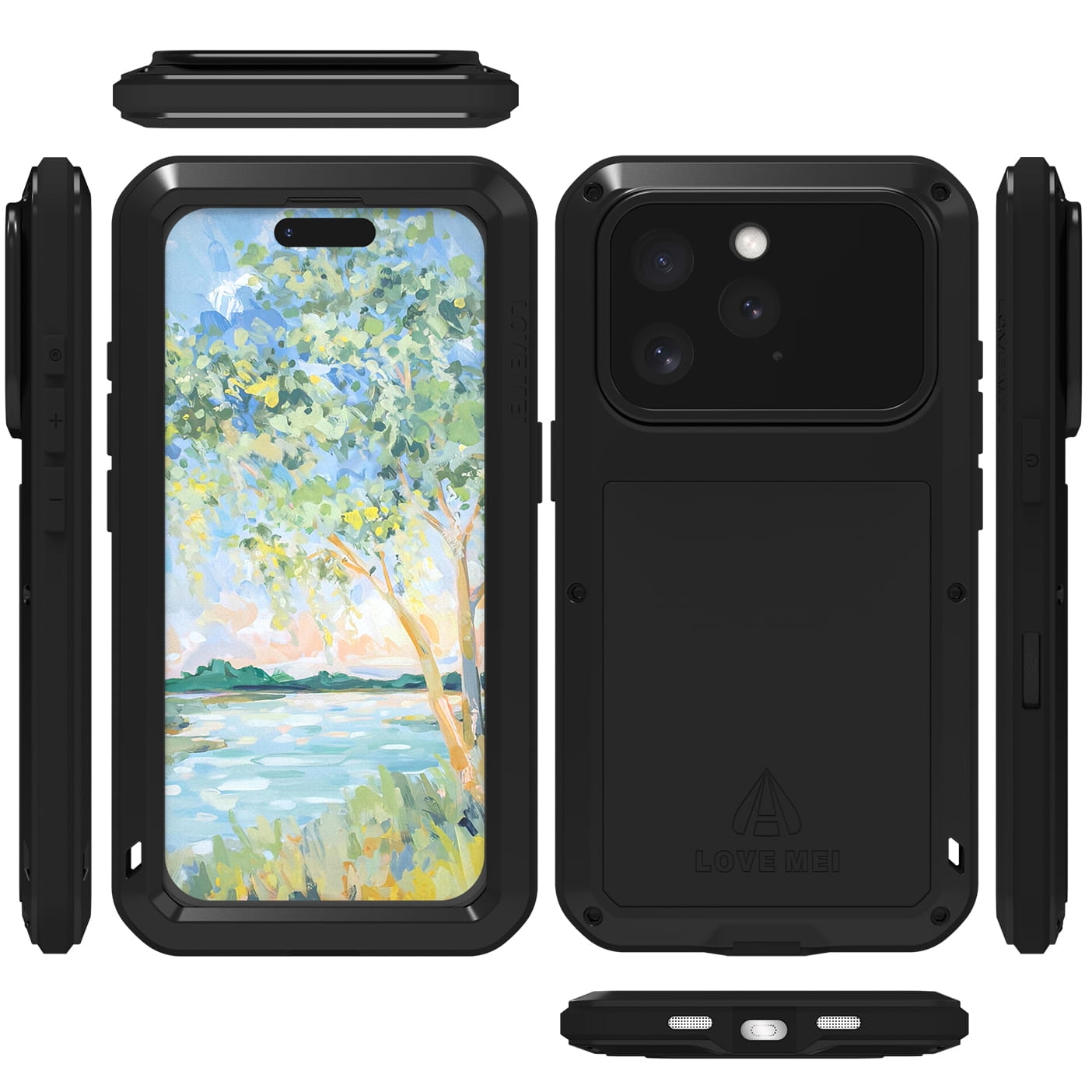 Image of OUTLET: Etui pancerne + szkło LOVE MEI Powerful do iPhone 16 Pro, czarne