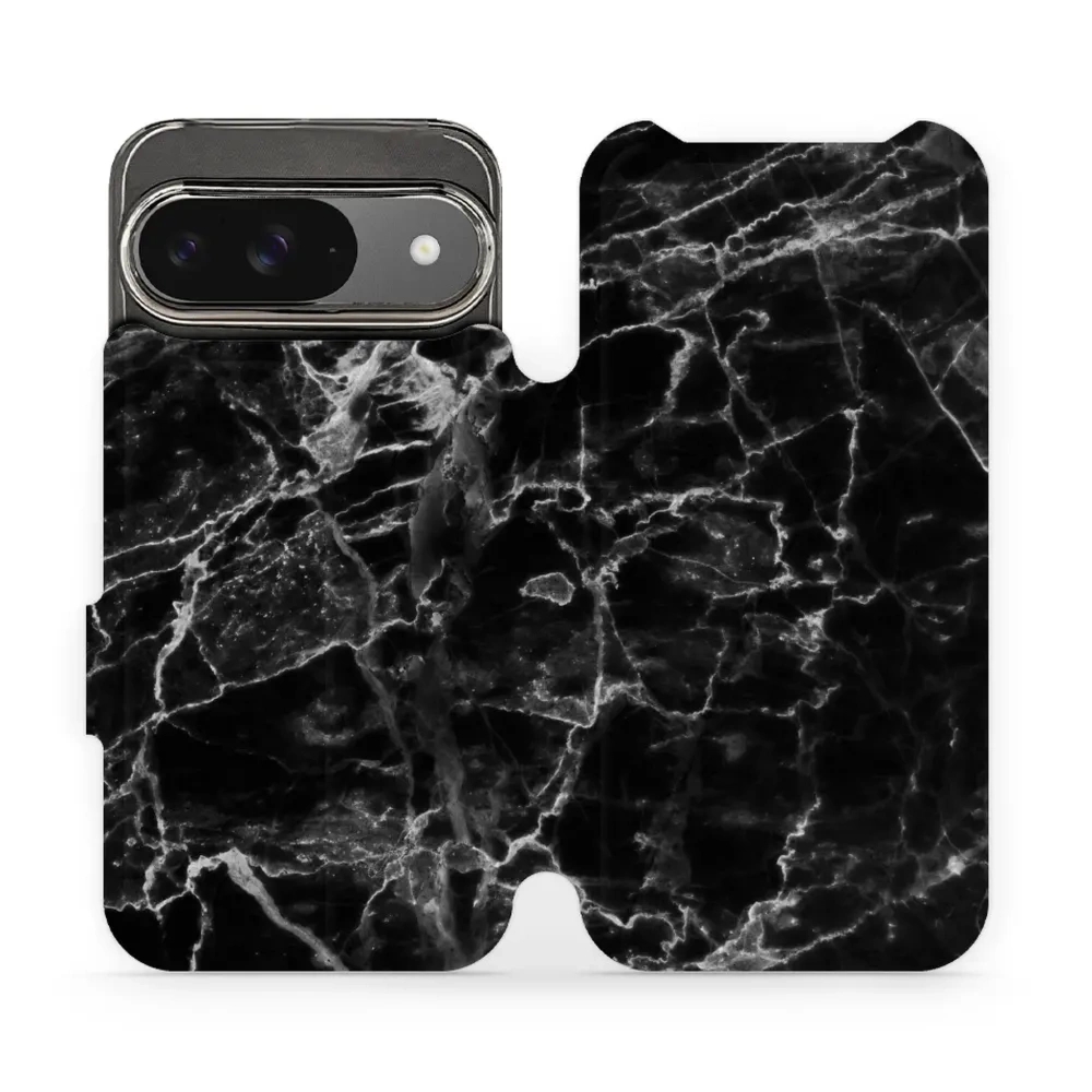 Etui z klapką do Google Pixel 9, Mobiwear Book, czarny marmur