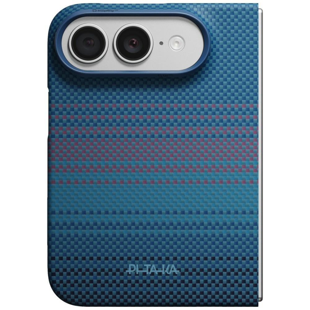 Etui aramidowe Pitaka Edge Ultra-Slim Case PitaTap do MagSafe, do iPhone Duo, niebiesko-czerwone z Kevlarem