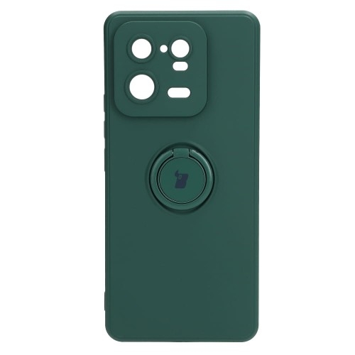 Image of Etui Bizon Case Silicone Ring Sq do Xiaomi 13 Pro, ciemnozielone