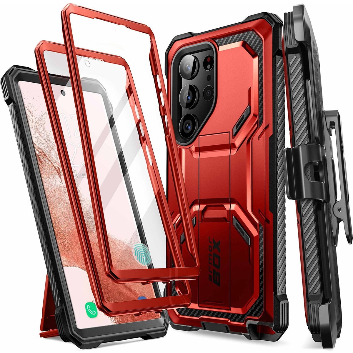 Image of Etui pancerne Supcase i-Blason Armorbox SP+noSP do Galaxy S23 Ultra 5G, czerwone