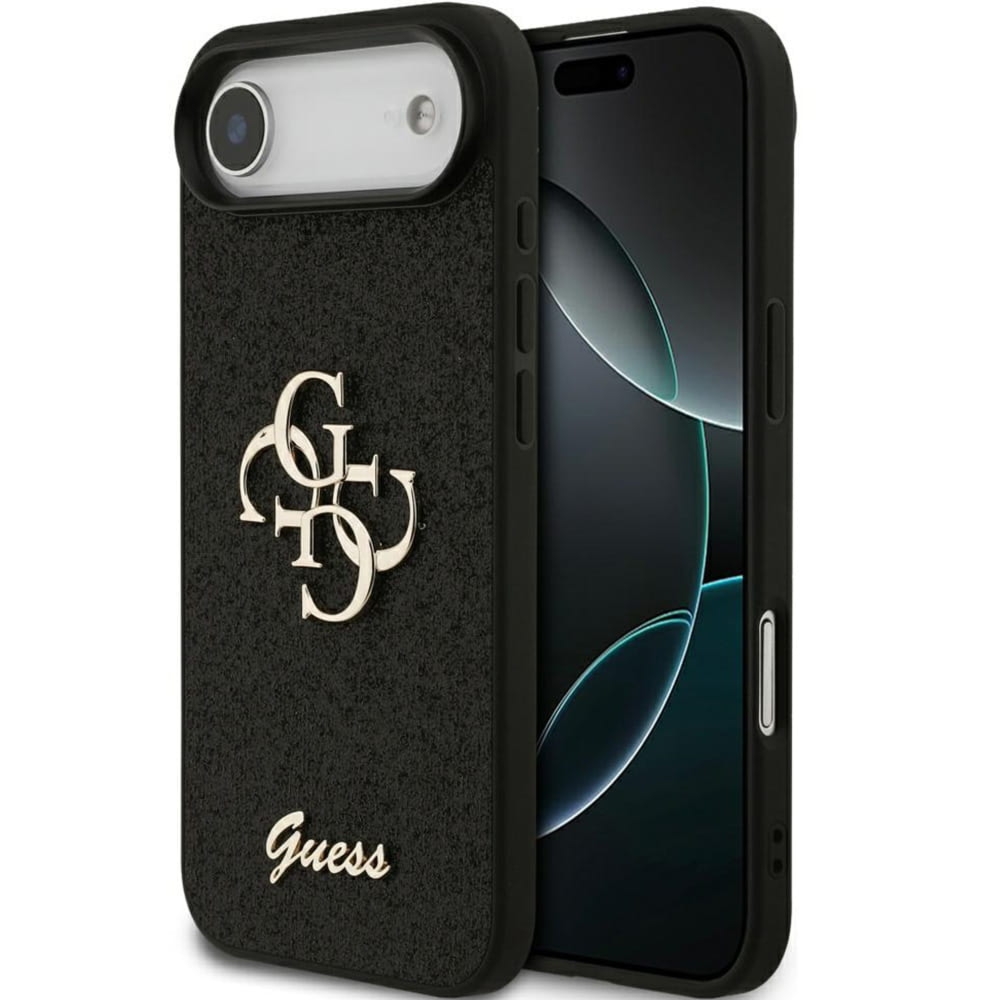 Etui Guess Fixed Glitter Big 4G do iPhone Air, czarno-brokatowe