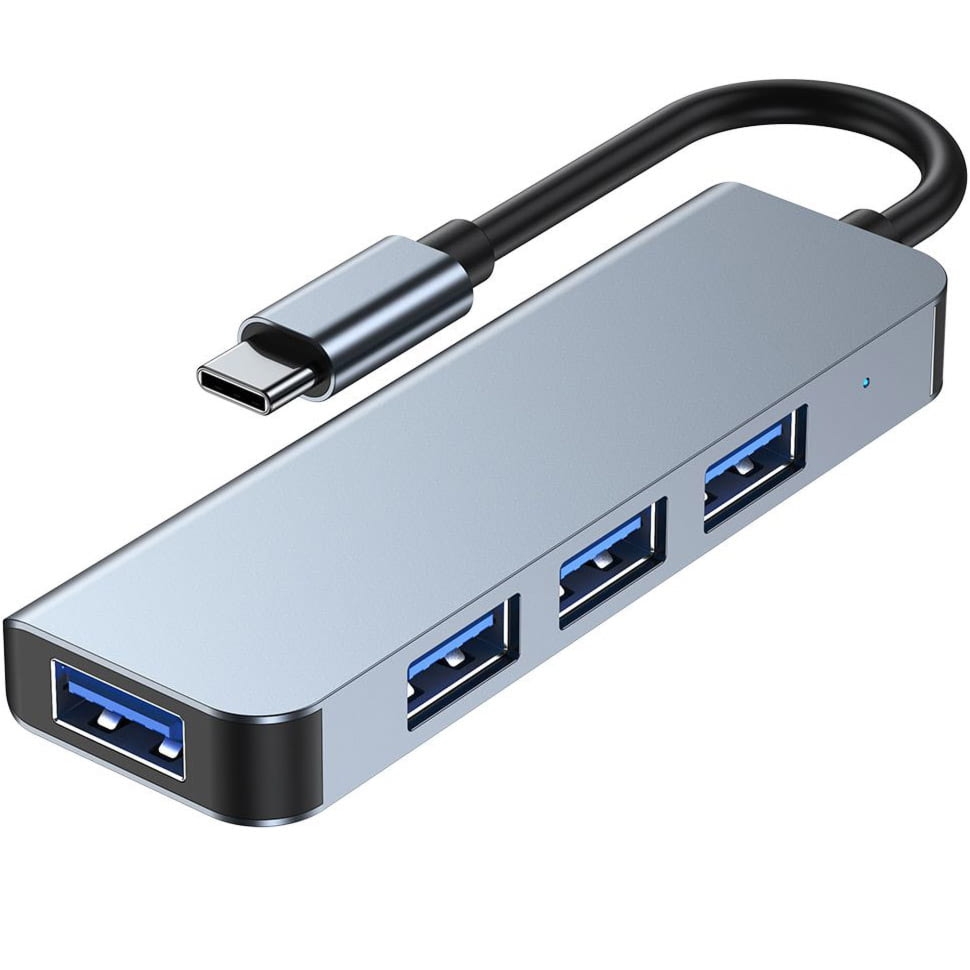 OUTLET: Hub adapter Tech-Protect V1, 4w1 USB-C, 4x USB-A, srebrny