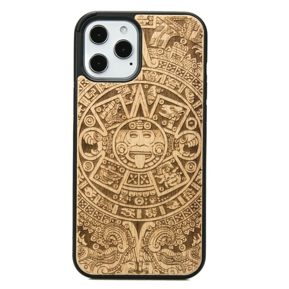 Drewniane etui do iPhone 12 Pro Max, Bewood Kalendarz Aztecki Aniegre
