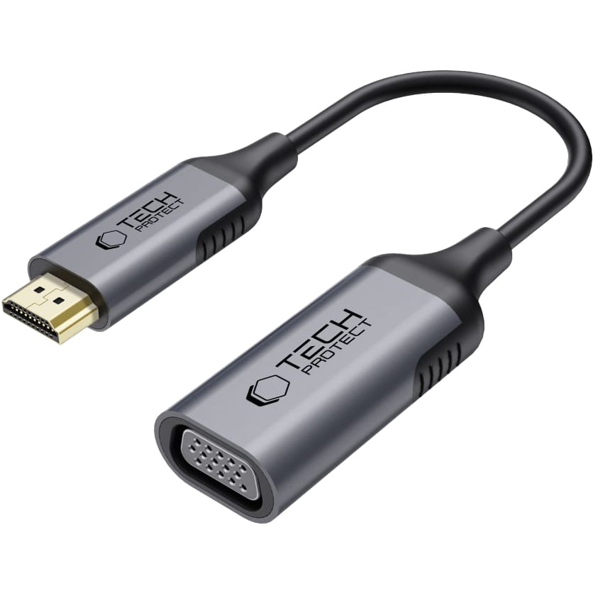 Image of Adapter HDMI (męski) do VGA (żeński) Tech-Protect UltraBoost, czarnoszary