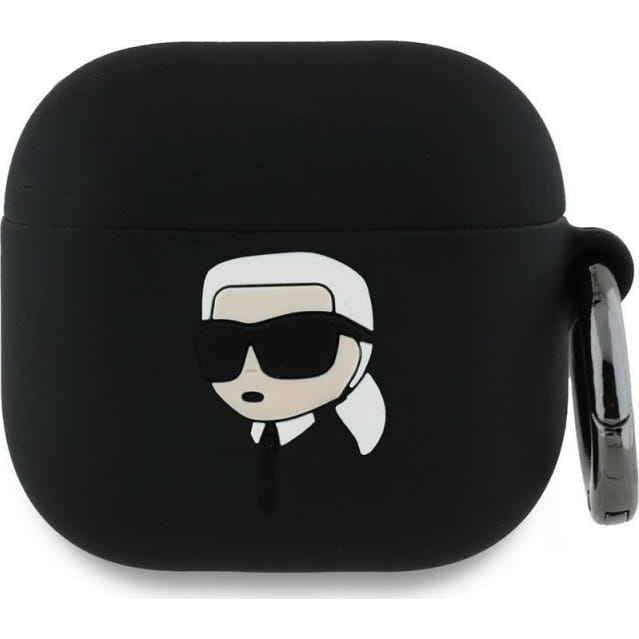 Image of Etui Karl Lagerfeld Silicone Karl Head 3D Case AirPods 4, czarne