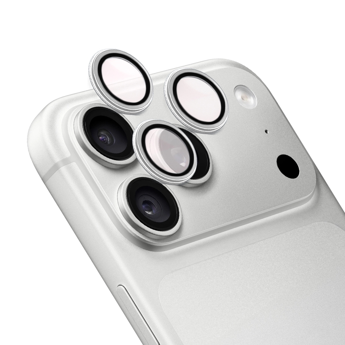 Szkło na aparat z aplikatorem Bizon Glass Snap Lens do iPhone 18 Pro / 18 Pro Max, 1 zestaw, srebrna ramka