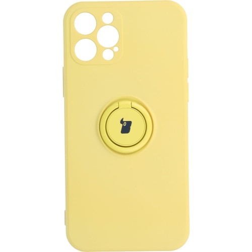 Image of Etui Bizon Case Silicone Ring do iPhone 12 Pro, żółte