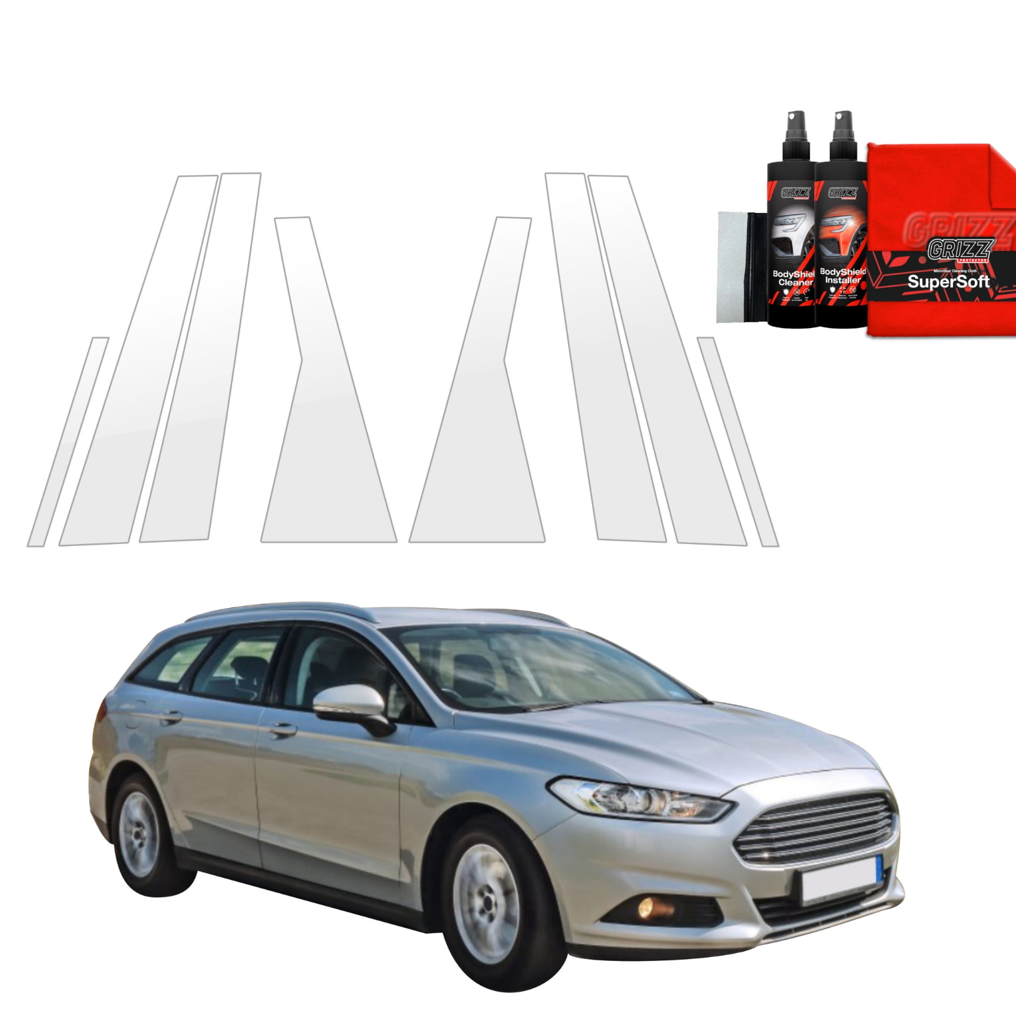 8w1 Folia ochronna na słupki Grizz Protector do Ford Mondeo Mk5 Kombi (2014-2019)