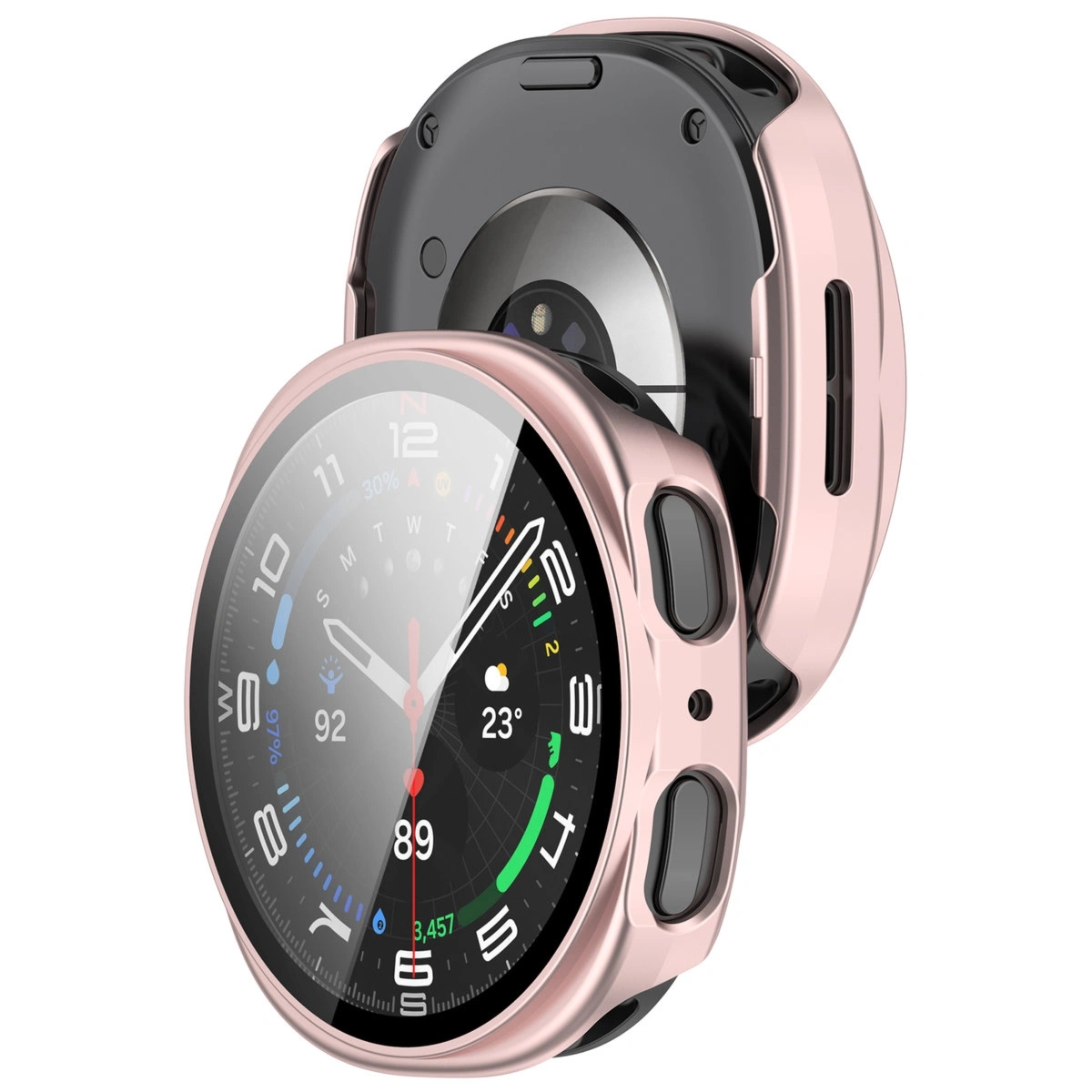 Etui ze szkłem do zegarka Bizon Case Watch Adamo do Galaxy Watch 8 40 mm, satynowo różowe